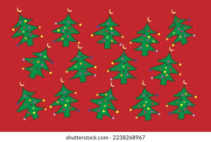 green christmast tree with red background vector