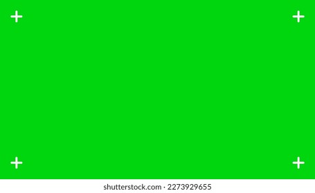 Green chroma screen background with tracking markers VFX motion, video footage replacement tracking markers element, green screen backdrop template with camera trackers on green background – vector