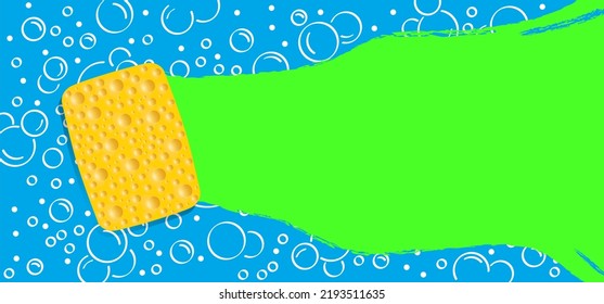 Green chromakey and yellow sponge wiping glass. window cleaning glass service. Windows cleanings tool icon or logo. Cartoon washes vector. Washing, clean or cleanup tools. video.