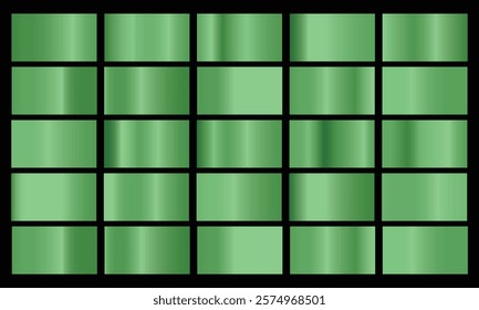 Green chrome gradient set pattern template nature grass colors for design collection of high quality