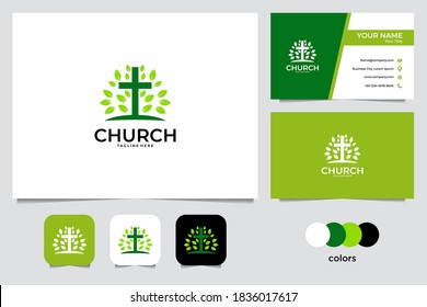 green church nature logo design and business card