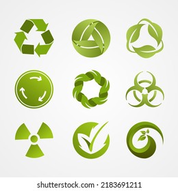 Green cicle symbol set recicle sustainability environmental