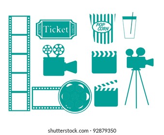 green cinema icons isolated over white background.vector illustrator
