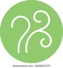 Green Circle with Abstract Curved Ornament
