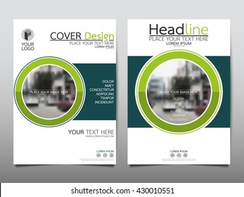 Green circle annual report brochure flyer design template vector, Leaflet cover presentation abstract geometric background, layout in A4 size
