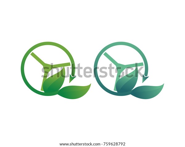 Green\
Circle Arrow Steering Wheel with Leaf 3D\
Logo