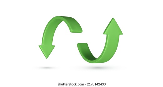 Green circle arrows up and down direction. Arrow sign or icon for web button and interface and navigation design. Vector illustration