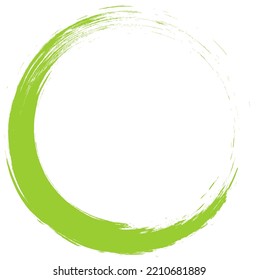 Green circle brush stroke vector isolated on white background. Green enso zen circle brush stroke. For stamp, seal, ink and paintbrush design template. Grunge hand drawn circle shape, vector