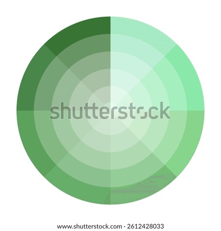Green circle chart. Abstract radar symbol. Round vector diagram. Sector zone illustration.