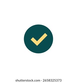 Símbolo de marca de verificación de círculo verde que representa la validación, la Aprobación y la finalización de tareas con un signo de confirmación amarillo para el éxito