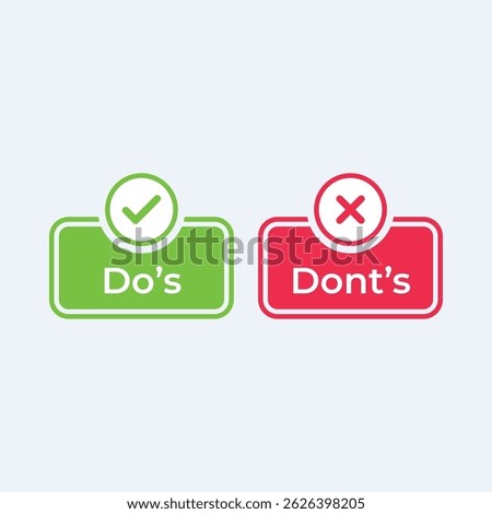 Green circle with a checkmark and the word dos and a red circle with an x and the word donts.