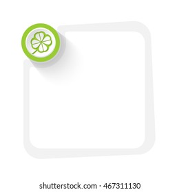 Green circle with cloverleaf and gray frame for your text