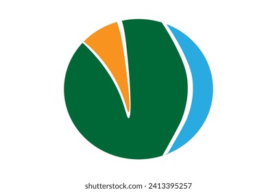 green circle with colored inserts on a white background,
