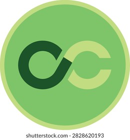 Green circle with Creative Commons CC logo symbolizing free content and copyright