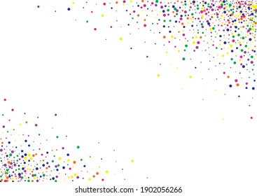 Green Circle Effect White Background. Independence Round Illustration. Flying Dot Background. Yellow Dust Festival Pattern.