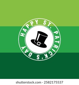 Green circle emblem featuring St.Patrick's Day logo with hat