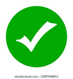 A green circle encompassing a crisp, white check mark denotes success or selection. Ideal for indicating validation and approval in web design or interfaces.