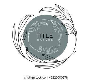 Green circle with eucalyptus leaves on white background. Summer vector illustration. 