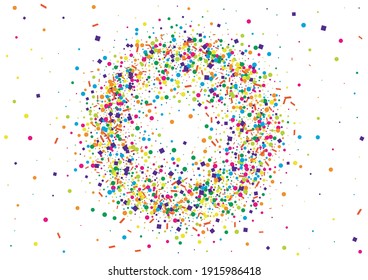 Green Circle Explosion Isolated. Fun Square Illustration. Pink Decor Geometric Texture. Blue Celebrate Confetti.