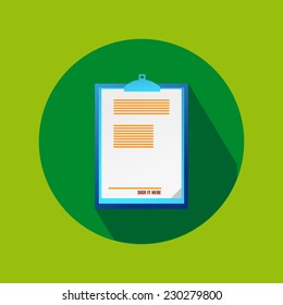 Green Circle Flat Contract Icon