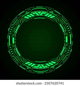 Green circle frame abstract geometric futuristic hud technology design for digital media .