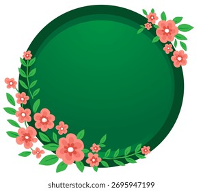 Green circle frame with elegant floral decoration