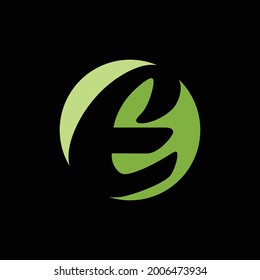 Green circle fresh design of E initial letter logo template, perfect for children, learn, typography, etc