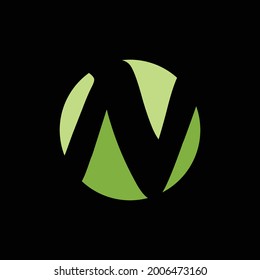Green circle fresh design of N initial letter logo template, perfect for children, learn, typography, etc