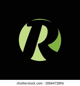 Green circle fresh design of R initial letter logo template, perfect for children, learn, typography, etc