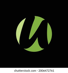 Green circle fresh design of U initial letter logo template, perfect for children, learn, typography, etc