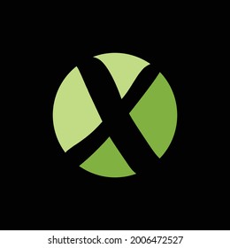 Green circle fresh design of X initial letter logo template, perfect for children, learn, typography, etc