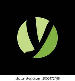 Green circle fresh design of Y initial letter logo template, perfect for children, learn, typography, etc