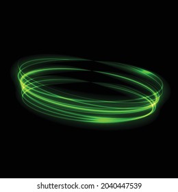 Green circle glow light effect stars bursts with sparkles isolated with magic dust particles. 