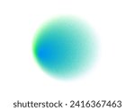 Green circle gradient noise gradation. Abstract color watercolor blur mesh shape on white background. Gradient aura, grain neon blob with noise effect vector illustration.