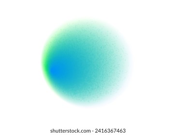 Green circle gradient noise gradation. Abstract color watercolor blur mesh shape on white background. Gradient aura, grain neon blob with noise effect vector illustration.