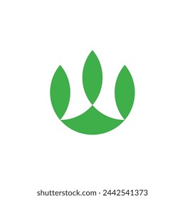 vector geométrico simple del logotipo de los árboles de la colina del círculo verde 