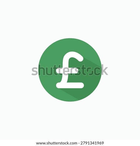 Green circle holds white pound symbol. Simple flat design suits digital interfaces. Minimalist style fits financial or economic visuals. Ideal for apps, websites, or presentations