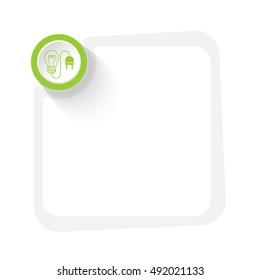 Green circle with idea symbol and gray frame for your text