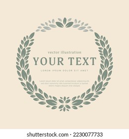 green circle laurel wreath with thick leaf frame for award decoration, monogram, certificate and text decoration element