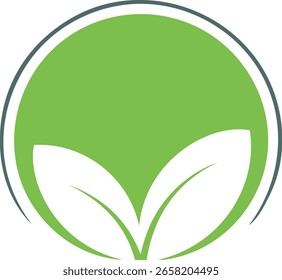  Green Circle with Leaves vector