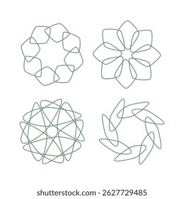 Green circle line art decoration isolated flat design vector illustration on white background