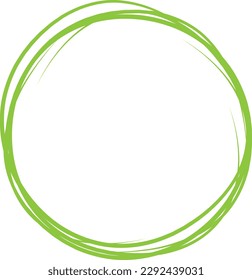 Línea de círculo verde dibujada a mano. Resaltar el círculo de dibujo a mano aislado en fondo blanco. Círculo redondo escrito a mano. Para marcar texto, nota, icono de marca, número, lápiz de marcadores, revisión de lápiz y texto, vector