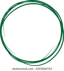 Línea de círculo verde dibujada a mano. Resaltar el círculo de dibujo a mano aislado en fondo blanco. Círculo redondo escrito a mano. Para marcar texto, nota, icono de marca, número, lápiz de marcadores, revisión de lápiz y texto, vector