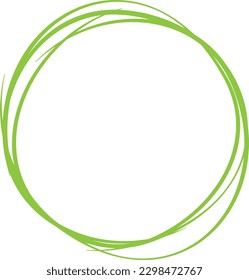 Green circle line hand drawn. Highlight hand drawing circle isolated on white background. Round handwritten circle. For marking text, note, mark icon, number, marker pen, pencil and text check, vector