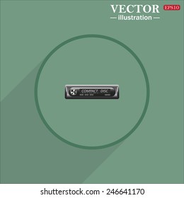 Green circle with a long shadow, Modern Car Audio , vector illustration, EPS 10