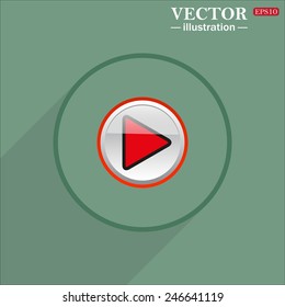 Green circle with a long shadow, play, vector, EPS 10