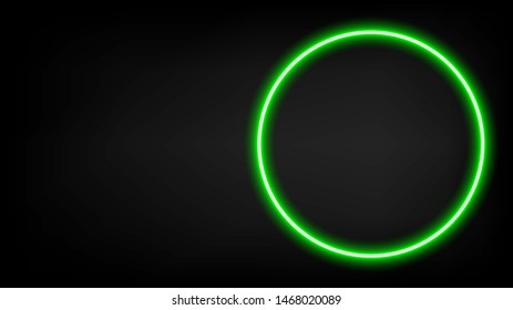 The Green Circle Neon Light Fame In The Black Background. ( Vector )