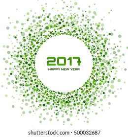 Green Circle New Year 2017 on white Background. Transparent green circles frame. Vector illustration