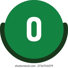 Círculo verde Número 0 Icono Ilustración vectorial