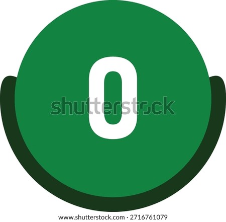 Green Circle Number 0 Icon Vector Illustration